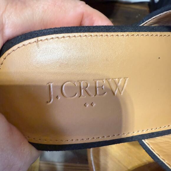 J Crew Black Wooden Clogs Faux Suede With Braided Strap Size 8 - Picture 9 of 10